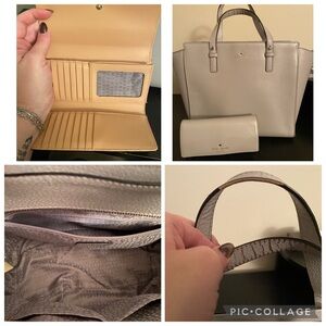 Kate Spade Cream and Tan Leather Tote and Wallet Set
